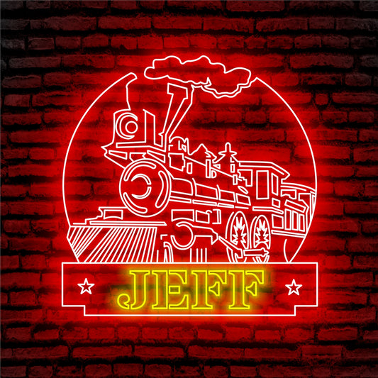 Train Station Neon Sign - Custom Name Train Station Neon Signs For Home, Birthday Gift Giving Name Neon Lights