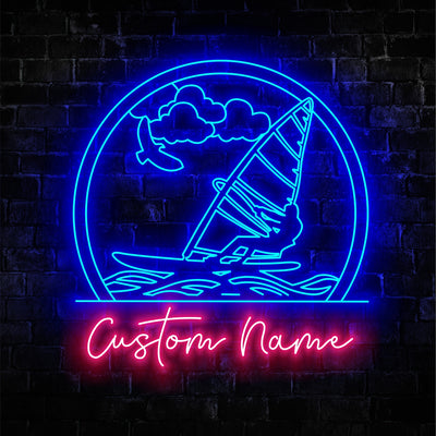 Windsurfing Neon Sign - Custom Name Windsurfing Payer Led Neon Sign - Gift Idea for Windsurfing Lovers