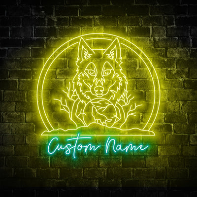 Personalized Name Wolf Monogram Neon Signs, Custom Name Neon Sign Living Room Décor Wall Art