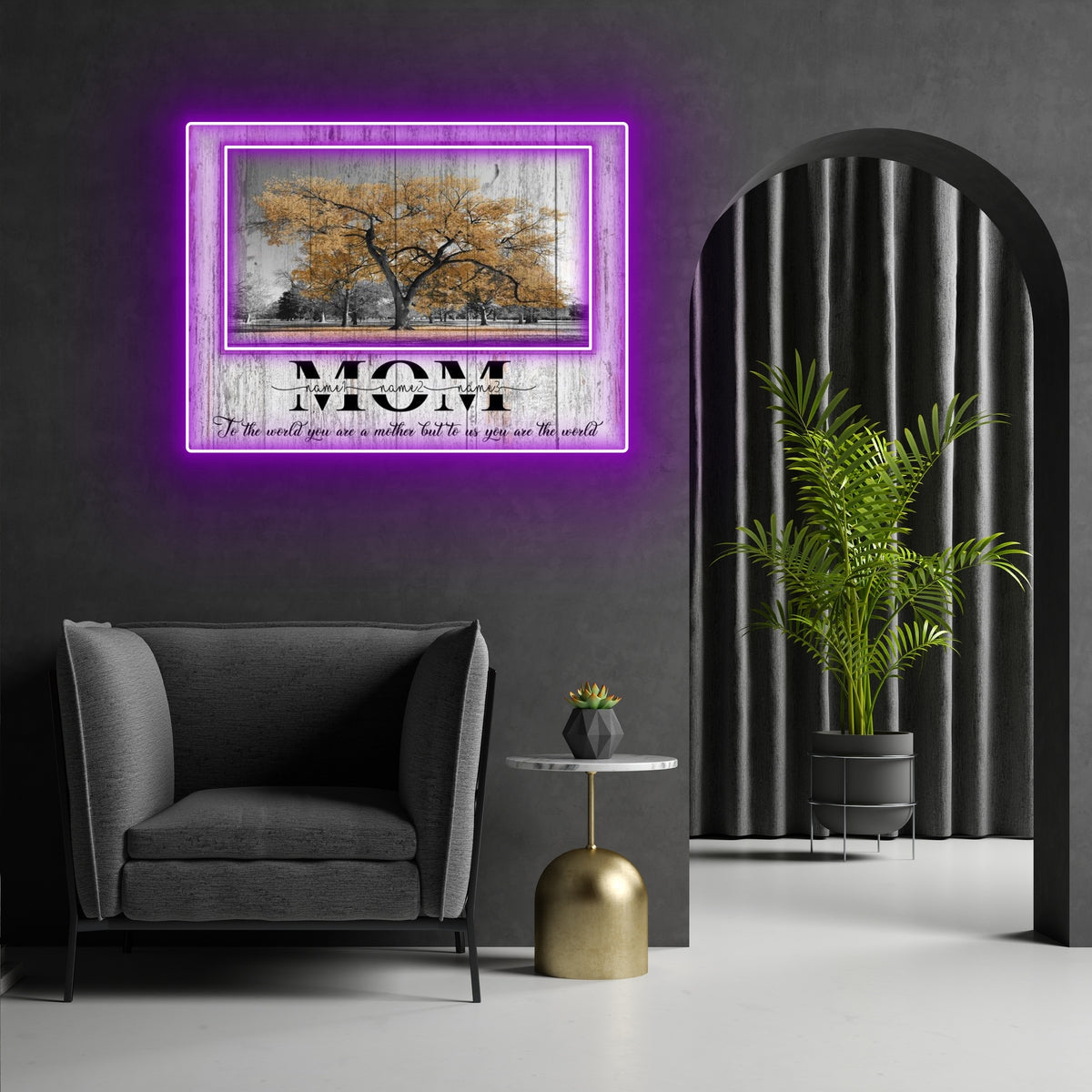 Mom To Us You Are The World Meaningful Personalized Led Neon Signs Acrylic Artwork