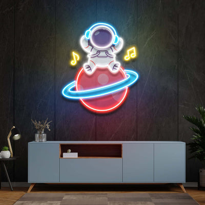Music Astronaut Custom Neon Sign, Led Neon Sign Light Pop Art, Neon Illuminated Decor