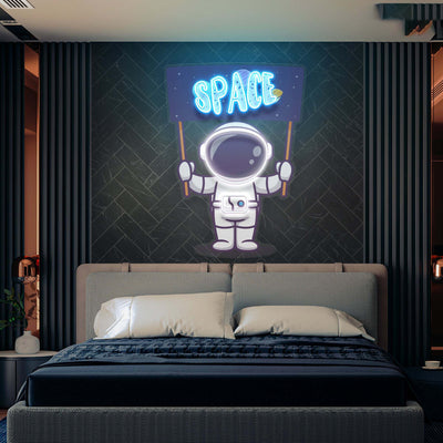 Neon Sign Astronauts Space, Led Neon Sign Light Pop Art, Neon Illuminated Decor