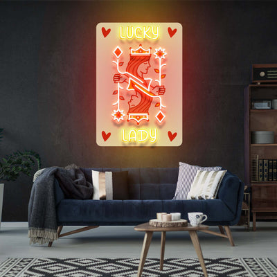 Poker Neon Sign Queen Card, Led Neon Sign Light Pop Art, Neon Illuminated Decor