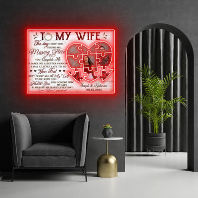 The Day I Met You Wedding Anniversary Led Neon Signs Acrylic Artwork Personalized Gift For Wife