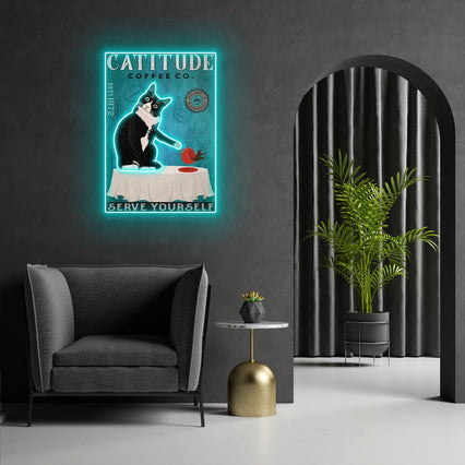 Tuxedo Cat Coffee Company Led Neon Signs Acrylic Artwork