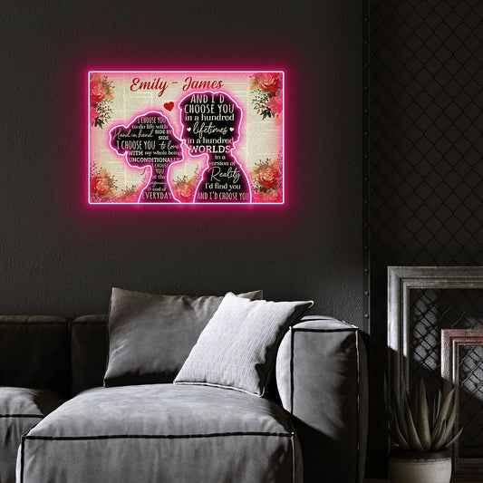Valentine Couple I Choose You Led Neon Signs Acrylic Artwork