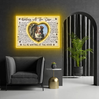 Waiting At The Door Led Neon Signs Acrylic Artwork Pet Dog Cat Memorial Personalized Photo Gifts
