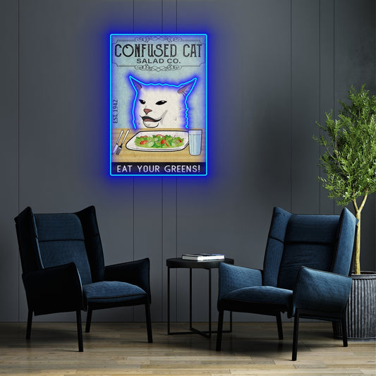 White Cat Salad Company Led Neon Signs Acrylic Artwork