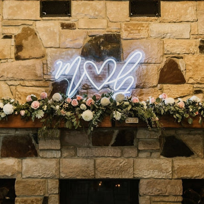 Custom Initials Heart Neon Wedding Sign, Personlized Initials Neon Sign For Decoration, Couple Initials Led Heart Neon, Anniversary Gifts, Wedding Neon Sign