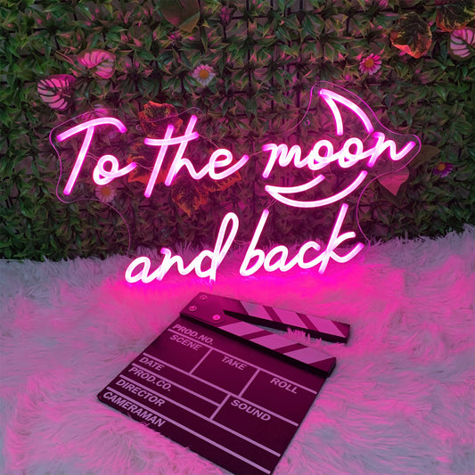 To The Moon And Back, To The Moon And Back Neon Sign, Moon Led Sign, Personalized Neon Signs, Custom Wedding Neon Sign, Wall Neon Sign, Neon Sign Wedding, Party Sign