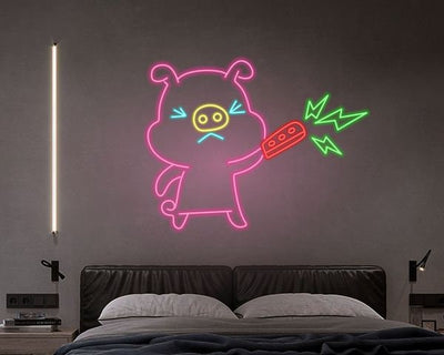 Gangster Pig Led Sign, Gun With Pig Led Sign, Wall Decor, Bar Neon Sign, Custom Neon Sign, Restaurant Led Sign, Best Gifts, Pig Led Signs