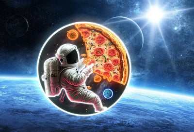 Pizza With Astronaut Led Sign, Pizza And Astronaut Neon Sign, Wall Decor, Pizza Art Sign, Home Decor, Best Gifts, Pizza Led Signs