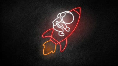 Astronaut On Rocket Neon Sign, Astronaut Led Sign, Spaceman Led Sign, Custom Neon Sign, Spaceman Neon, Home Decor, Astronaut Neon Sign