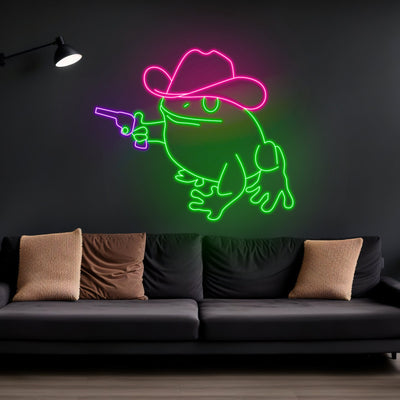 Cowboy Frog Neon Sign, Cowboy Frog Led Signs, Cowboy Frog Wall Led Lights, Cowboy Frog Decor, Cowboy Frog Neon Sign, Father'S Day Gifts
