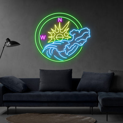 Compass Neon Sign, Compass Led Sign, Custom Neon Sign, Compass Sign, Room Decor, Compass Led Sign