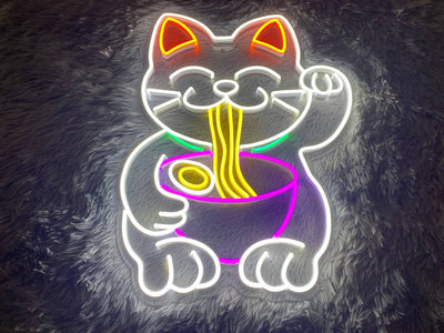 Ramen Cat Neon Sign, Ramen Cat Led Sign, Wall Decor, Cat Led Light, Custom Neon Sign, Best Gift, Cute Cat Neon Sign, Eye Catching Neon Cat