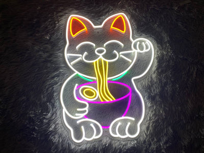 Ramen Cat Neon Sign, Ramen Cat Led Sign, Wall Decor, Cat Led Light, Custom Neon Sign, Best Gift, Cute Cat Neon Sign, Eye Catching Neon Cat
