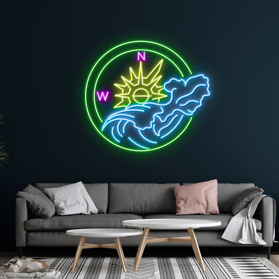 Compass Neon Sign, Compass Led Sign, Custom Neon Sign, Compass Sign, Room Decor, Compass Led Sign