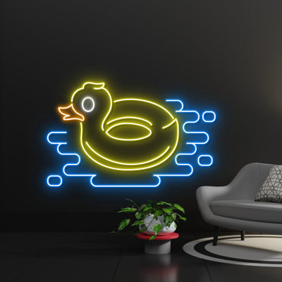 Inflatable Duck Led Sign, Duck Neon Sign, Wall Decor, Summer Vacation Led Light, Custom Neon Sign, Father'S Day Gift, Duck Neon Light