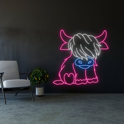 Baby Cow Led Sign, Highland Cow Neon Sign, Wall Decor, Baby Cow Led Light, Custom Neon Sign, Cute Cow Neon Light, Baby Cow Neon Signs