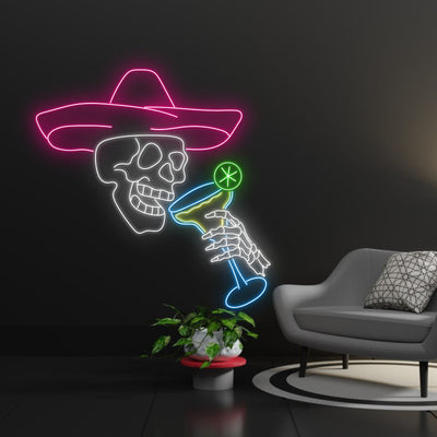 Mexican Skeleton Drink Margarita Led Sign, Margarita Led Lights, Margarita Neon Sign, Custom Neon Sign, Mexican Skeleton Neon Light