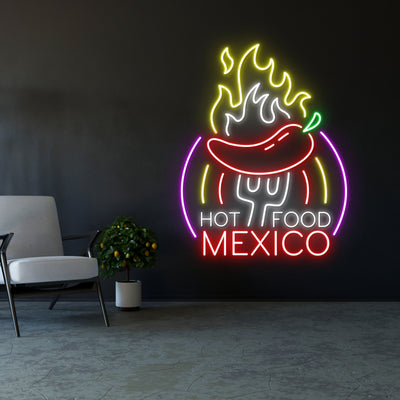 Mexico Hot Food Neon Sign, Mexican Restaurant Neon Sign, Mexico Food Neon Light, Chili Led Light, Custom Neon Sign, Mexico Restaurant Sign