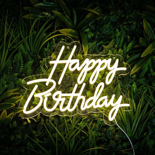Happy Birthday Neon Sign Led Lighting - Dimmable & Handmade - Birthday Party Decoration - Decorative Lamp - Wall Mountable, Wedding Neon Sign