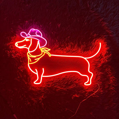 Dachshund Cowboy Led Sign, Dachshund Cowboy Neon Sign, Wall Decor, Dachshund Dog Led Light, Custom Neon Sign, Father'S Day Gifts, Dachshund