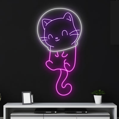 Custom Astronaut Cat Neon Sign, Cat In Helmet Led Sign, Cat Astronaut Neon Light, Space Cat Led Light, Astronaut Kid Nursery Room Wall Decor