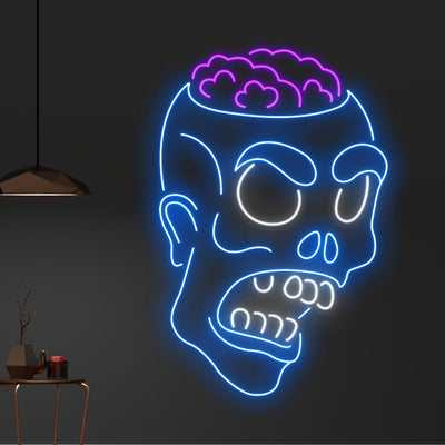 Custom Zombie Head Brain Neon Sign, Monster Head Brain Led Sign, Beast Head Brain Led Light, Halloween Neon Light, Bar Club Decor, Room Art