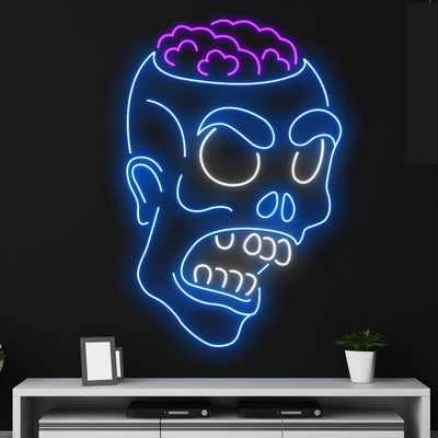 Custom Zombie Head Brain Neon Sign, Monster Head Brain Led Sign, Beast Head Brain Led Light, Halloween Neon Light, Bar Club Decor, Room Art