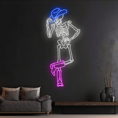 Custom Skeleton Cowboy Dance Neon Sign, Skeleton Cowboy Neon Light, Human Skeleton Led Sign, Cowboy Dancing Led Light, Cowboy Hat Neon Light