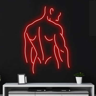 Custom Man Body Led Sign, Naked Man Neon Sign, Sexy Man Led Light, Man Muscle Neon Sign, Men'S Back Neon Light, Men'S Shoulder Bedroom Decor