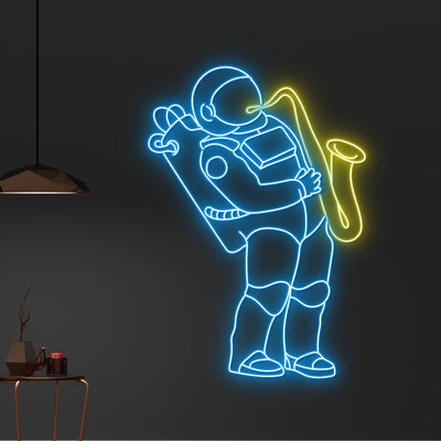 Custom Astronaut Plays Saxophone Neon Sign, Astronaut Playing Music Led Sign, Astronaut Saxophone Led Light, Music Instrument Neon Led Light