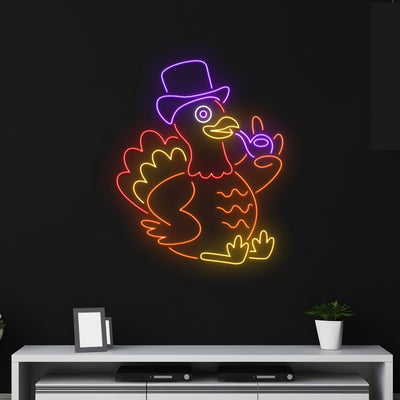 Custom Turkey In Hat Smoking Pipe Neon Sign, Thanksgiving Turkey Led Light, Turkey Bird Led Sign, Thanksgiving Neon Lights, Smoke Club Decor