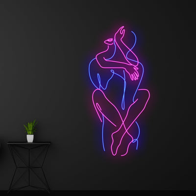 Custom Cuddling Couple Led Sign, Couple Embrace Neon Light, Sexy Couple Led Lights, Naked Couple Neon Signs, Abstract Couple Room Wall Decor