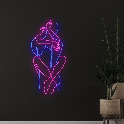 Custom Cuddling Couple Led Sign, Couple Embrace Neon Light, Sexy Couple Led Lights, Naked Couple Neon Signs, Abstract Couple Room Wall Decor