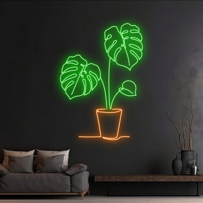 Custom Monstera Leaf Plant Neon Light, Leaves Plant Led Light, Monstera Tree Neon Sign, Monstera Pot Led Sign, Eco Tropical Plants Led Sign