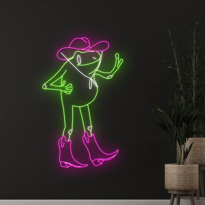 Cowboy Frog Neon Sign, Cowboy Hat Boots Frog Led Sign, Western Frog Led Lights, Frog Neon Lights, Country Living Club Lounge Room Wall Decor
